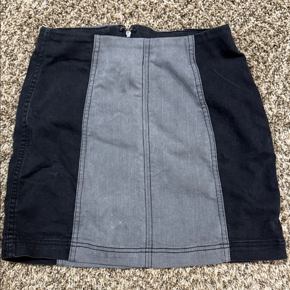 Free People Black and Gray Mini Skirt